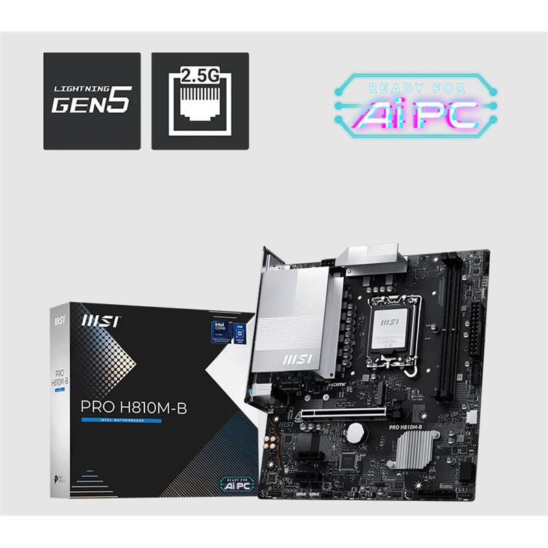 MSI PRO H810M-B DDR5 6400MHZ 1XHDMI 1XDP 1XM.2 MATX 1851P (INTEL ULTRA PROCESSORS SERIES 2) - Msi