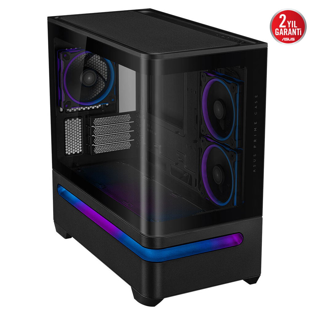 ASUS PRIME AP202 TG ARGB, PSU YOK, Tempered Glass, Kavisli Panel, ARGB, mATX, GAMING KASA - Asus - görsel 2
