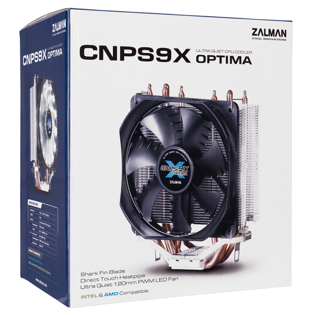 ZALMAN CNPS9X OPTIMA, 12cm Fan, CPU Kule Tipi Hava Soğutma, Beyaz Led, 4 adet Bakır Isı Borusu (AMD ve INTEL Tüm işlemciler ile uyumlu) - Zalman - görsel 3