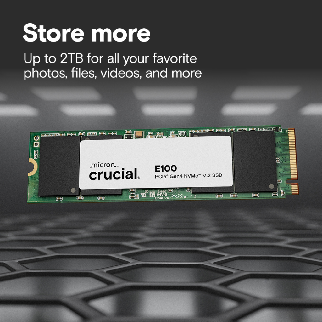 CRUCIAL CT1000E100SSD8, E100, 1TB, 5000/4500, Gen4, NVME PCIe M.2 2280, SSD - Crucial - görsel 3