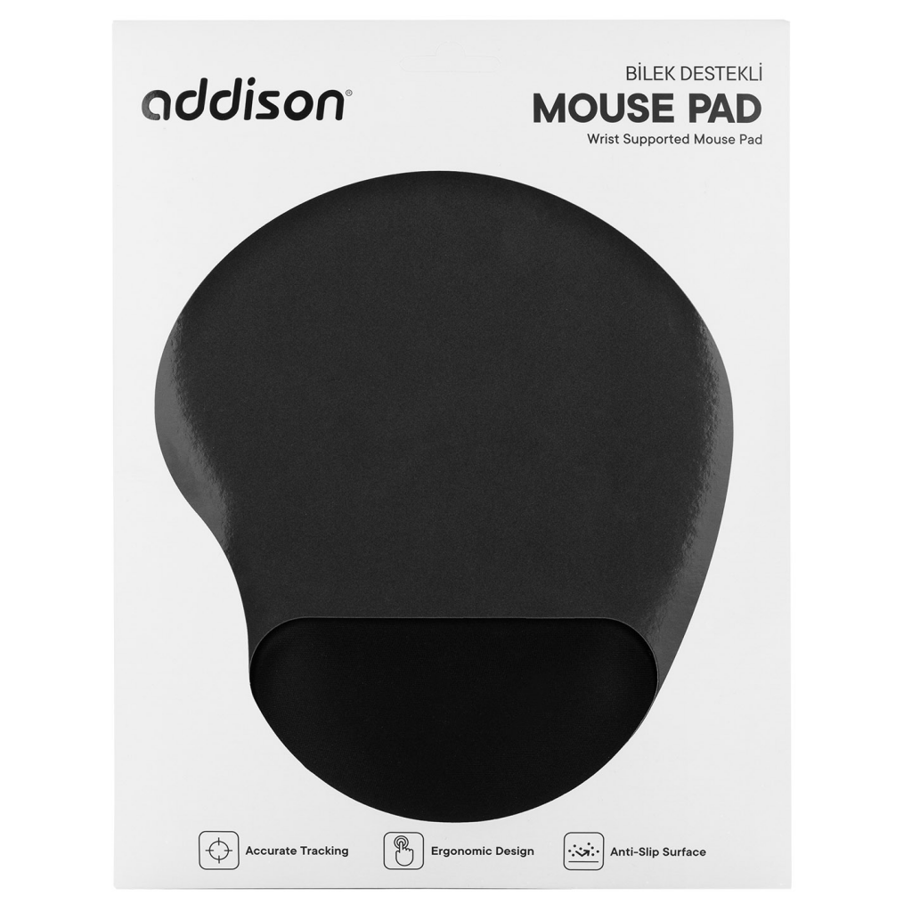 ADDISON 300521, 250x197x5mm, Bilek Destekli, Mouse Pad (Siyah) - Addison - görsel 4