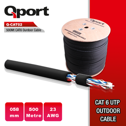 QPORT 500M CAT6 MAKARALI OUTDOOR KABLO SIYAH (Q-CATO2) - QPORT