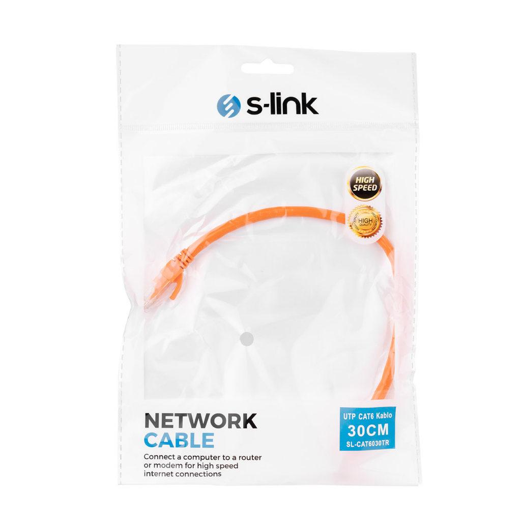S-LINK SL-CAT6030TR CAT6 Patch 30CM Kablo(Turuncu) - S-Link - görsel 3
