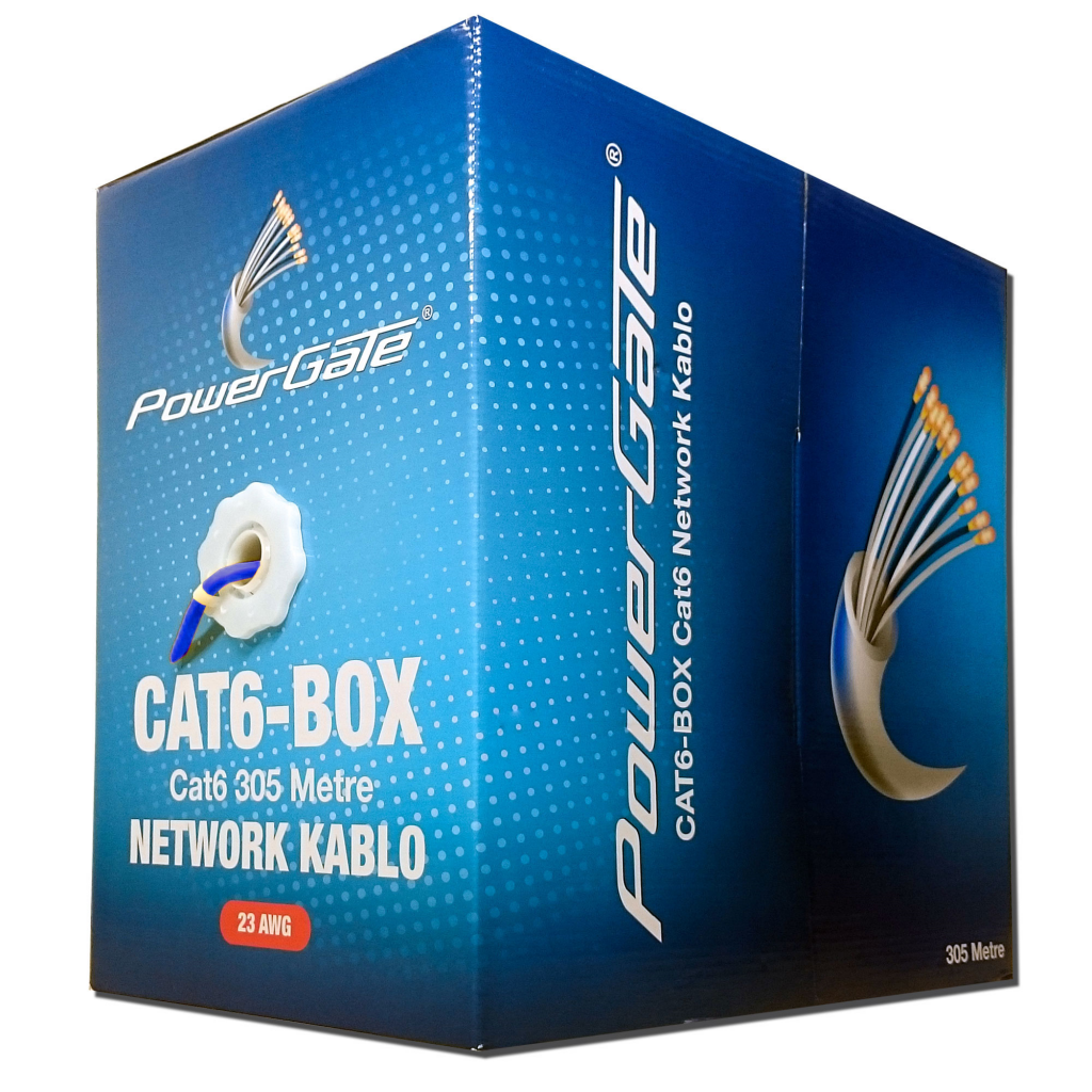 POWERGATE CAT6-BOX-BL, 23AWG 0,57mm, UTP, CAT6 Kablo, 305m, Mavi - PowerGate - görsel 2