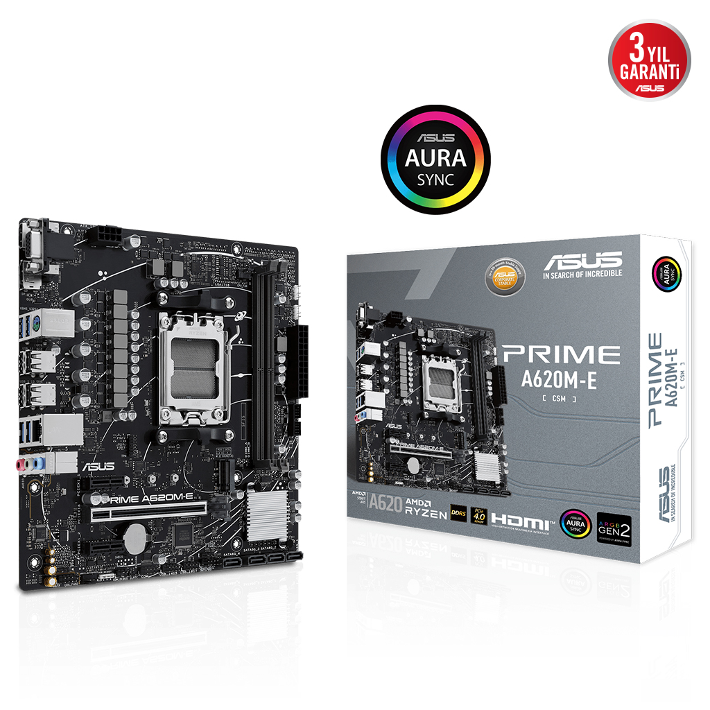 ASUS PRIME A620M-E-CSM, 2xDDR5, 1x M.2, D-SUB, DP, HDMI, AM5 Soket Anakart - Asus