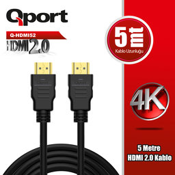 QPORT (Q-HDMI52) ALTIN UCLU 5M 4K HDMI2.0 KABLO - QPORT