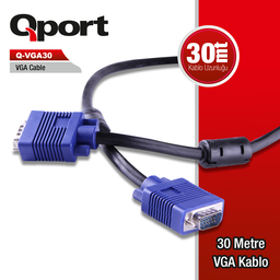 QPORT Q-VGA30 30M 15PIN VGA KABLO - QPORT