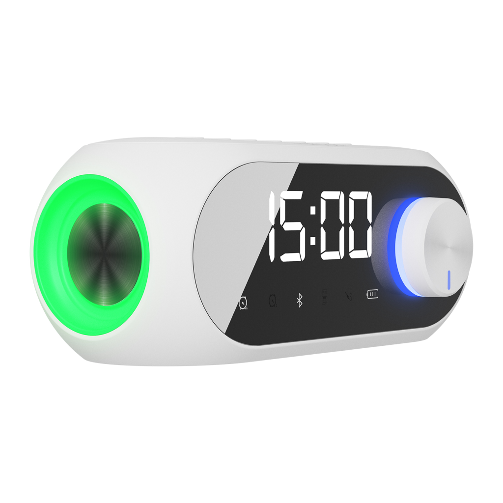 MIKADO MD-W7, Beyaz, 5W, FM Radyo, USB, AUX, Bluetooth, Kablosuz, Taşınabilir, 1200mAh Batarya, Alarmlı Saat, Derece ve Speaker - Mikado - görsel 2