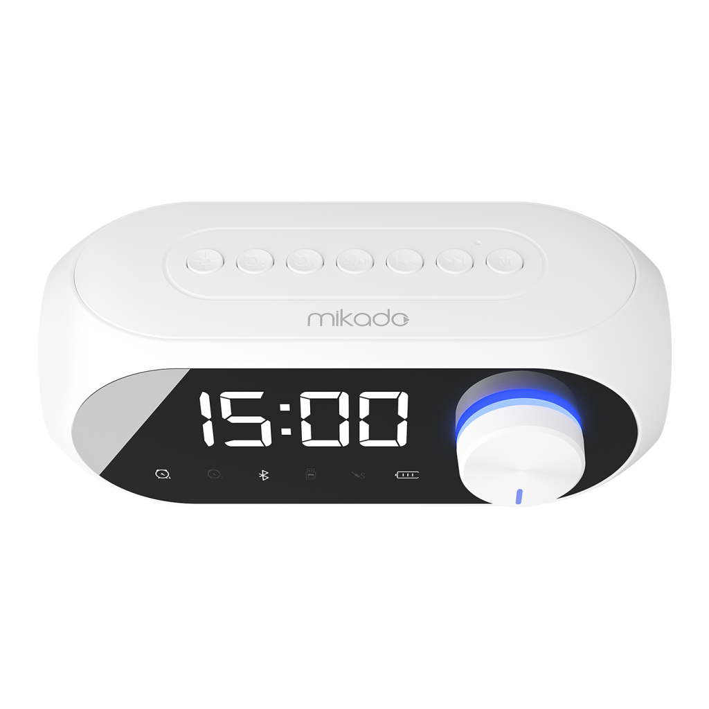 MIKADO MD-W7, Beyaz, 5W, FM Radyo, USB, AUX, Bluetooth, Kablosuz, Taşınabilir, 1200mAh Batarya, Alarmlı Saat, Derece ve Speaker - Mikado - görsel 3