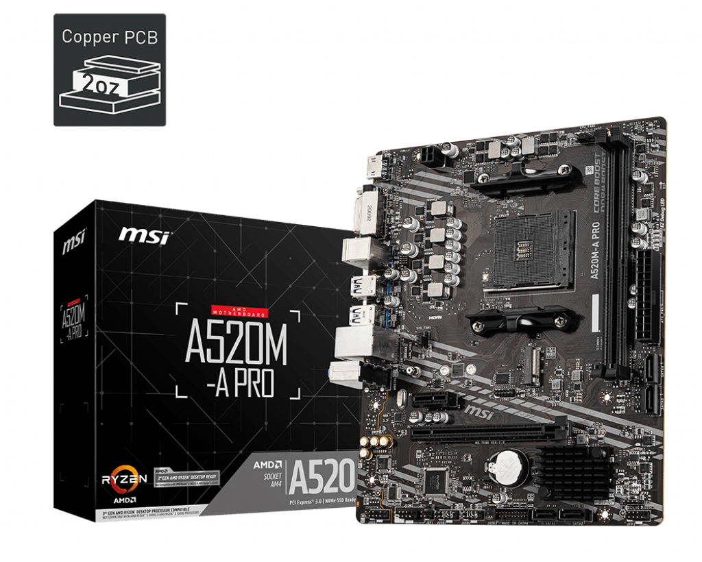 MSI A520M-A PRO AM4 DDR4 SES GLAN HDMI/DVI SATA3 USB3.2 mATX - MSI - görsel 2