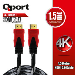 QPORT (Q-HDMI151) ALTIN UCLU 1.5M 4K HDMI2.0 KABLO - QPORT
