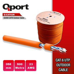 QPORT 500M CAT6 OUTDOOR TURUNCU UTP 23AWG KABLO (Q-CATO2R) - QPORT