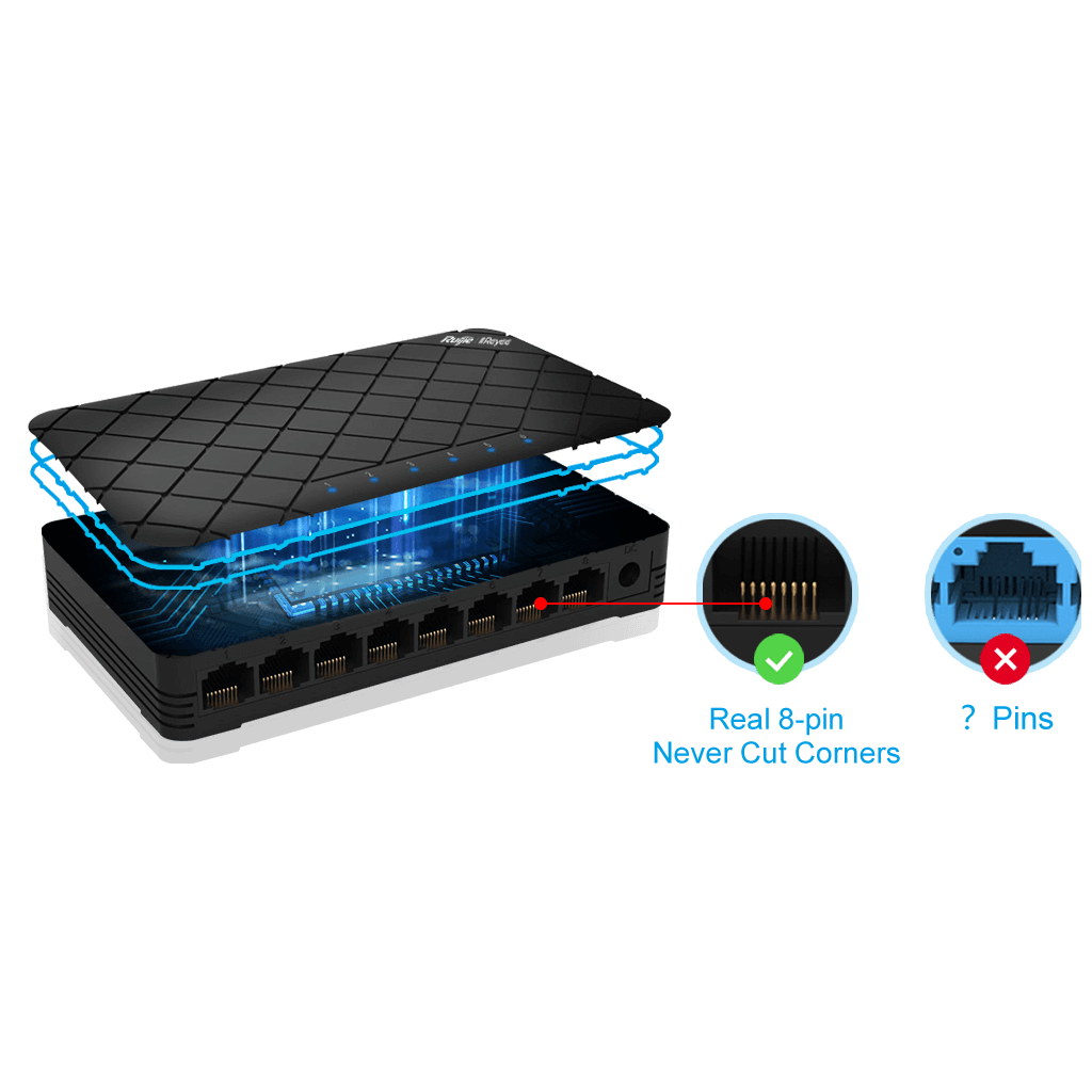 RUIJIE REYEE RG-ES05G-L 5 Port GigaBit Switch  Plastik Kasa - RUIJIE - görsel 2