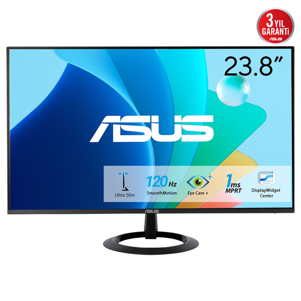 ASUS VZ249HG 23.8" 1ms, 120Hz, Full HD, HDMI, D-Sub, IPS LED, Adaptive Sync, Mavi Işık Filtresi, Care Plus, Monitör - Asus