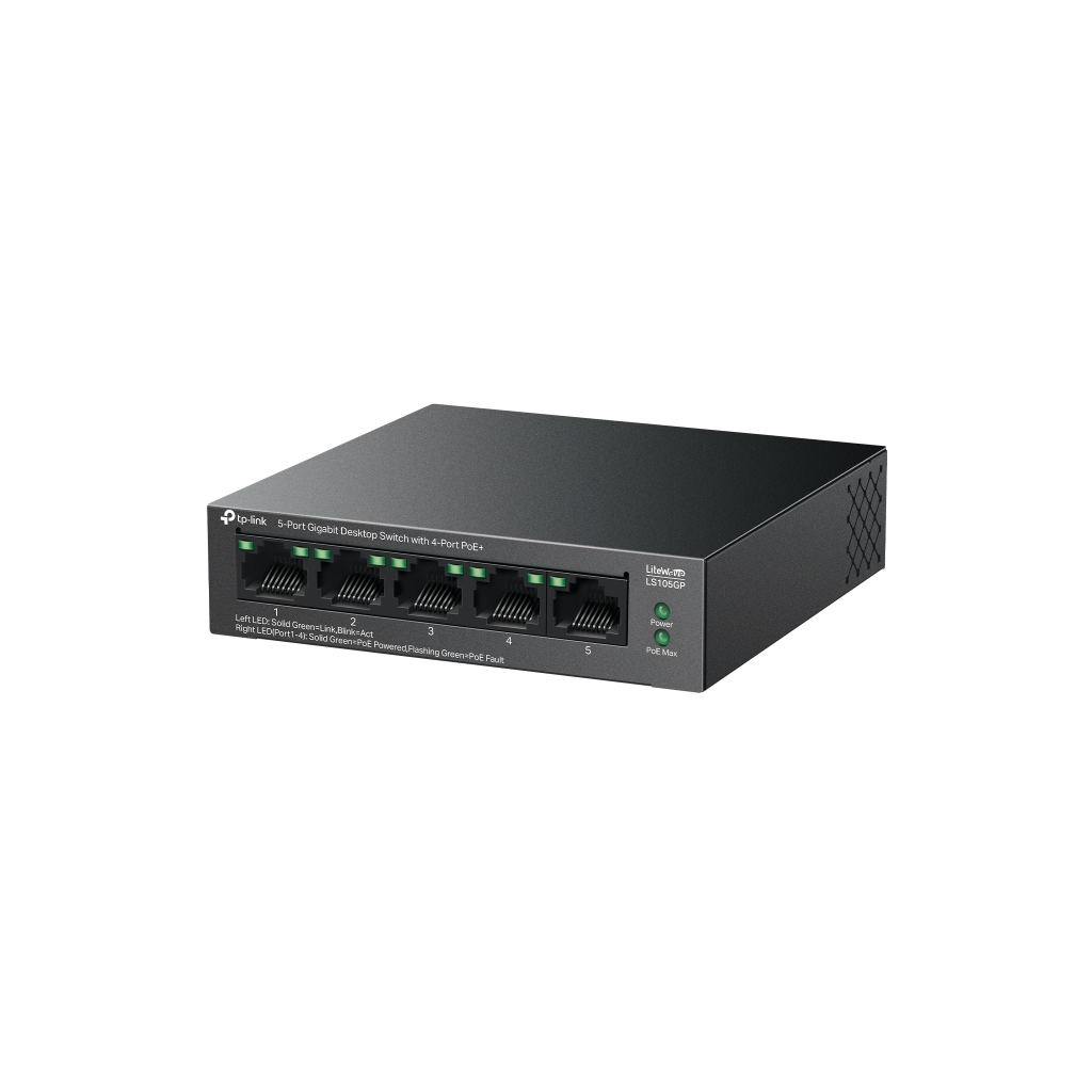 TP-LINK LS105GP, Green Tech, 5 Port, GigaBit, 4 Port PoE 65W, Metal Kasa, Yönetilemez, Masaüstü Switch - Tp-Link - görsel 2