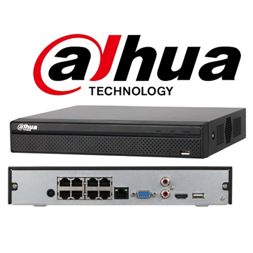DAHUA  NVR2108HS-8P-T, 8Kanal PoE, 8Mpix, H265+, 1 HDD Desteği, 1080P Kayıt, 80Mbps Bant Genişliği, NVR - Dahua