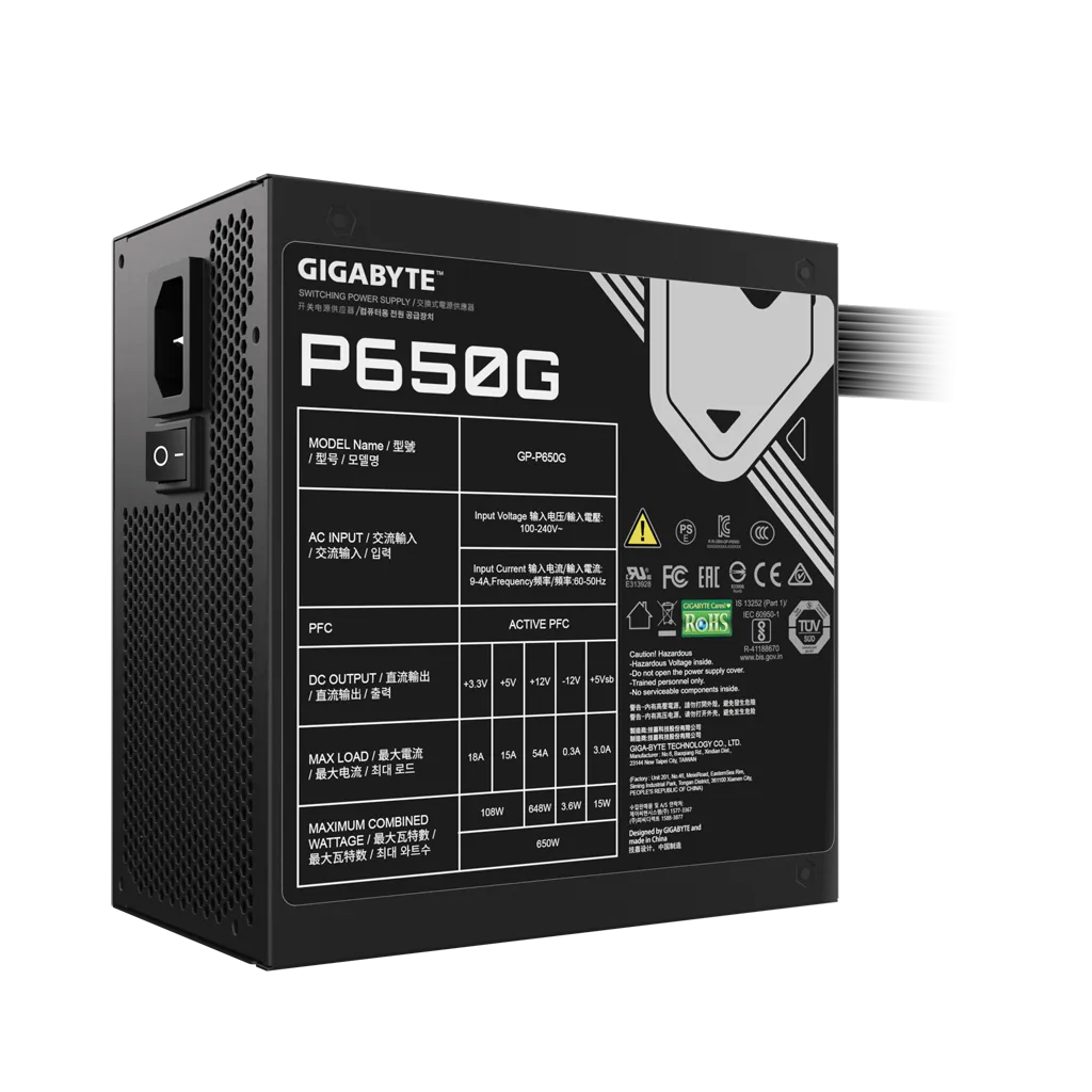 GIGABYTE GP-P650G, 650W, 80+ GOLD, GAMING Power Supply - Gigabyte - görsel 3