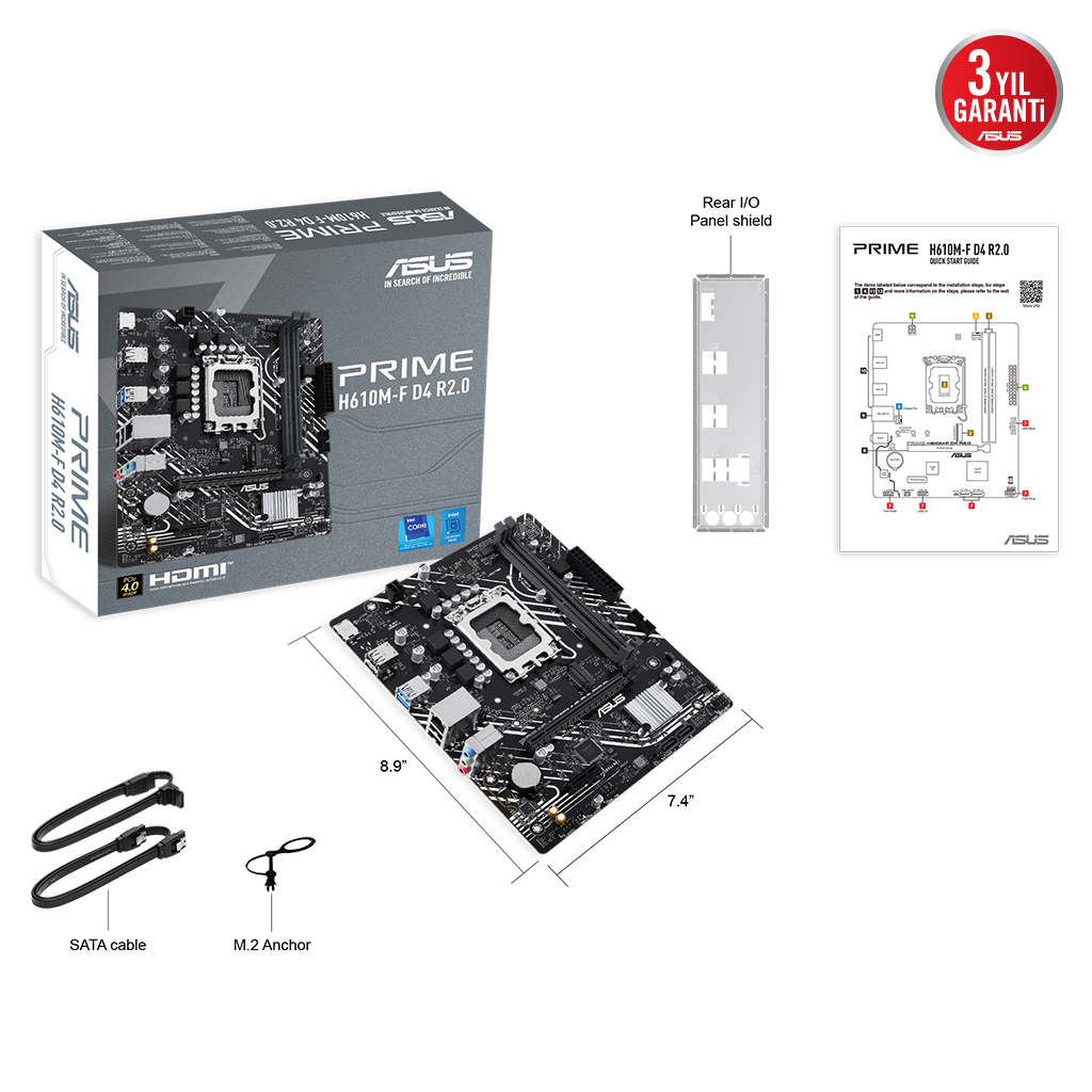 ASUS PRIME H610M-F D4 R2.0, 2xDDR4, M.2, HDMI, 12-13.14.Nesil, LGA1700 Soket, Anakart - Asus - görsel 5