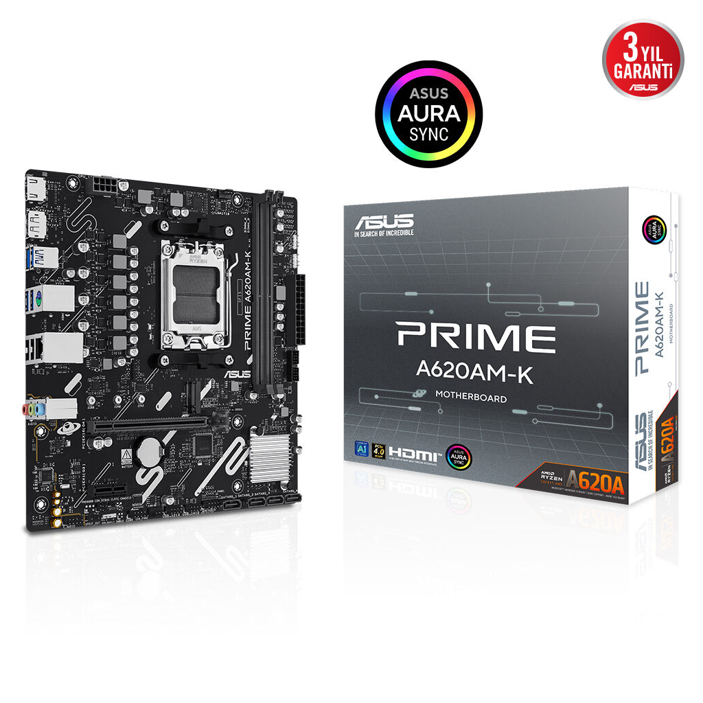ASUS PRIME A620AM-K A620 DDR5 (Vga Yok) GLan mATX HDMI DP M2 ARGB AM5 AMD Anakart - ASUS - görsel 2