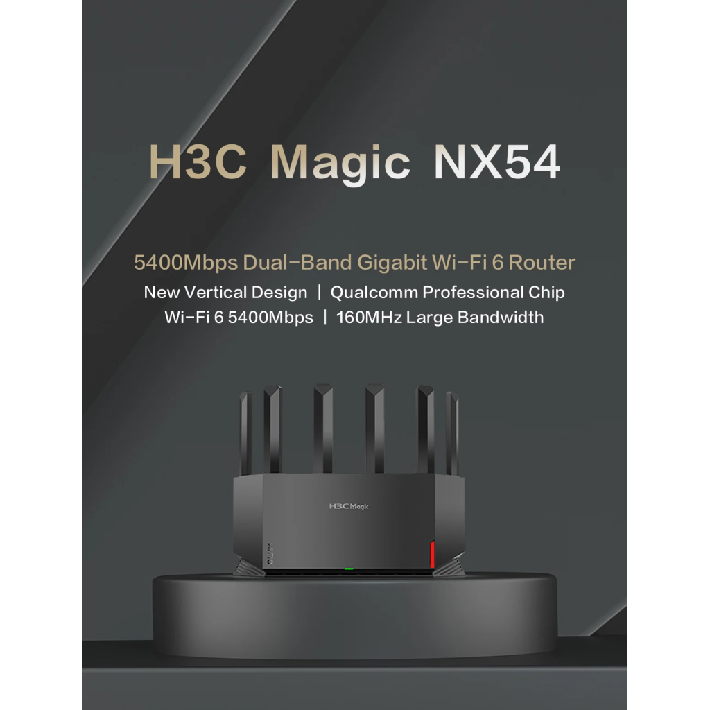 H3C Magic NX54, Dual Band, WiFi 6, 5400Mbps, 4Port GigaBit, 6ad Anten, Masaüstü, Router, Access Point - H3C - görsel 3