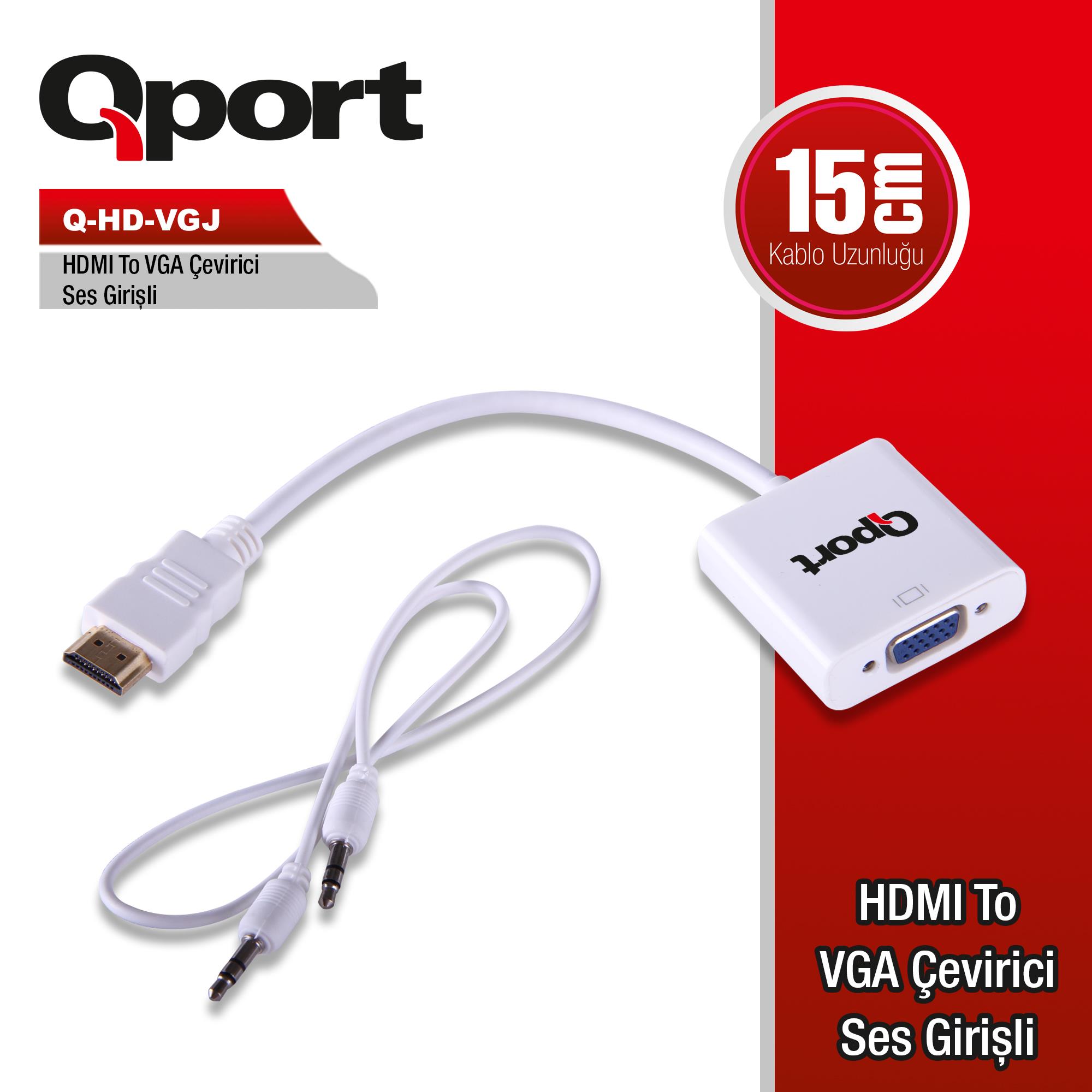 QPORT (Q-HD-VGJ) HDMI TO VGA/SES CEVIRICI - QPORT - görsel 2