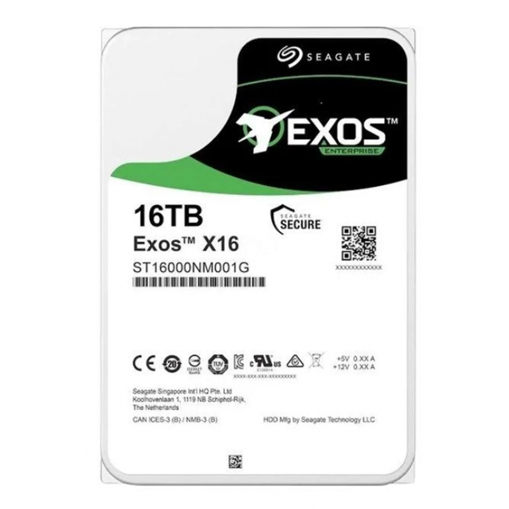 SEAGATE EXOS X16, ST16000NM001G, 3.5", 16TB,  256Mb, 7200 Rpm, 7/24 Enterprise, DATA CENTER-GÜVENLİK-NAS-SERVER, HDD - Seagate