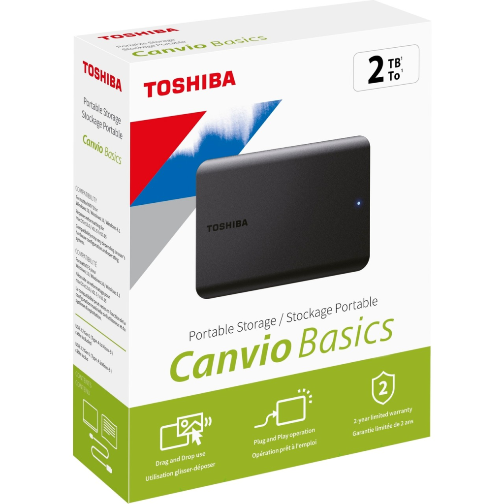 TOSHIBA HDTB520EK3AA Canvio Basic 2.5" 2TB 5,0 Gbit/sn USB 3.2 Gen1 Siyah Taşınabilir Harddisk - TOSHIBA - görsel 6