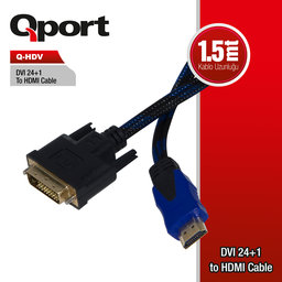 QPORT (Q-HDV) DVI-D (24+1) TO HDMI 1.5MT CEVIRICI - QPORT