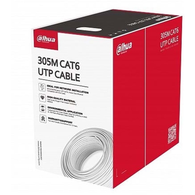 DAHUA PFM922I-6UN-C 305 METRE U/UTP 23AWG CCA BEYAZ RENK CAT6 KABLO - Dahua