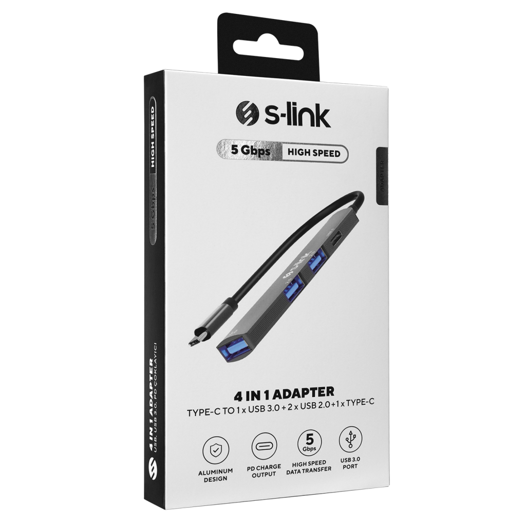 S-LINK SWV-USBC023, Type-C to 2xUSB 2.0, 1xUSB 3.0, 1xType-C Metal, USB HUB - S-Link - görsel 4