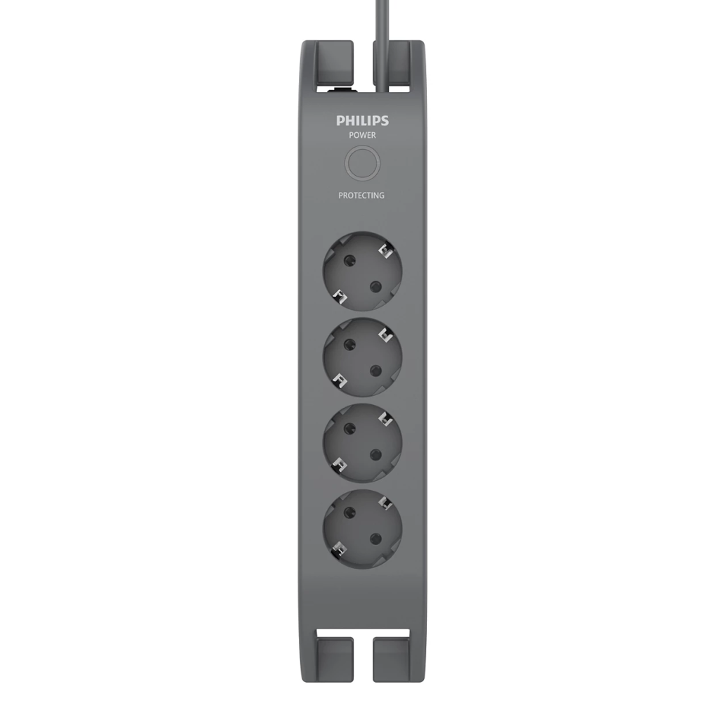 PHILIPS SPN3140A/62, 4 Soket, Akım Korumalı Priz, 900 Joules, 2Mt Kablo, (Gri) - Philips - görsel 3