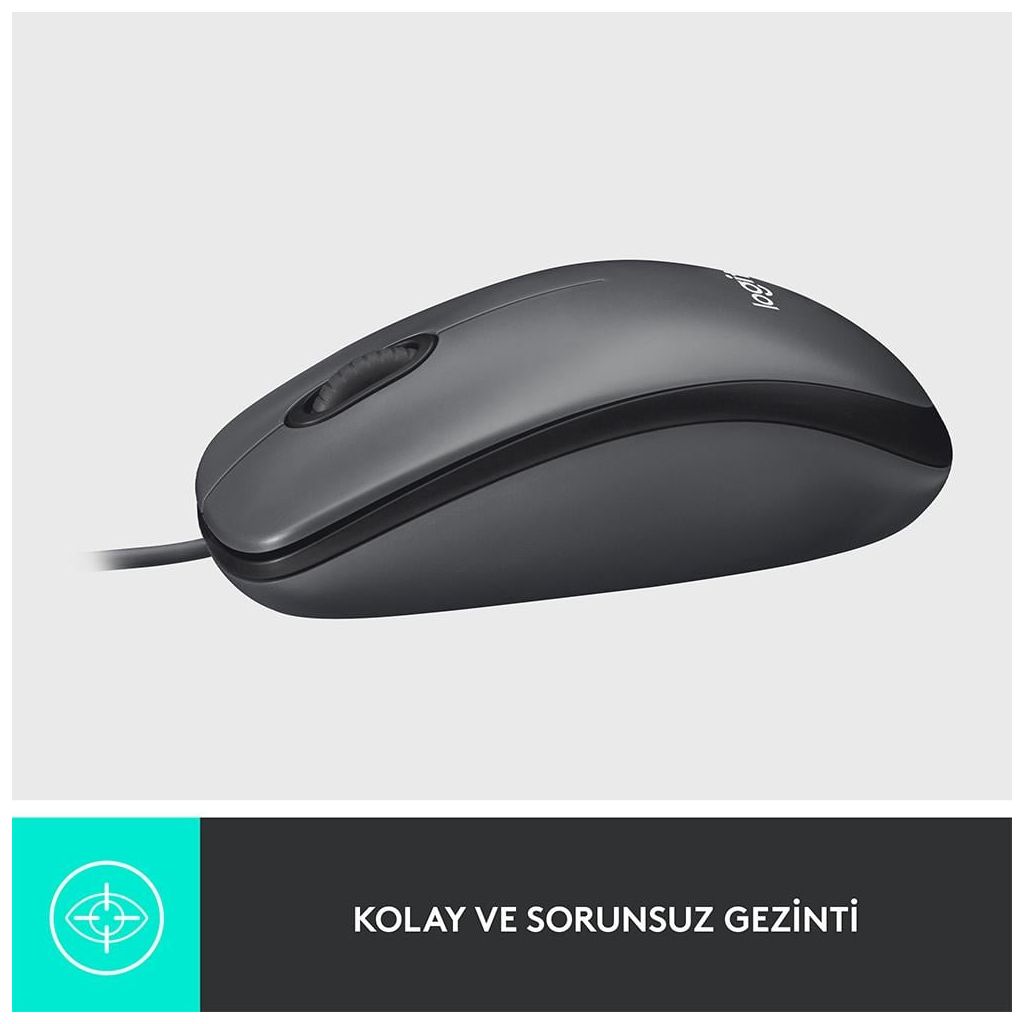 LOGITECH 910-006652, M100 Siyah, USB Kablolu, 1000dpi, Optik, 3 Tuşlu, Mouse - Logitech - görsel 3