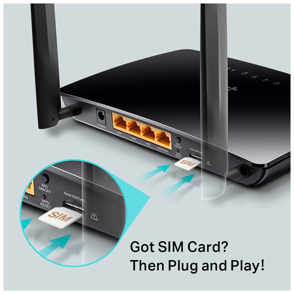 TP-LINK TL-MR6400, 4Port, 300Mbps, 2,4Ghz Wifi, Masaüstü, LTE, Micro Sim Kart Takılabilir 3G-4G Destekli Router - Tp-Link - görsel 3