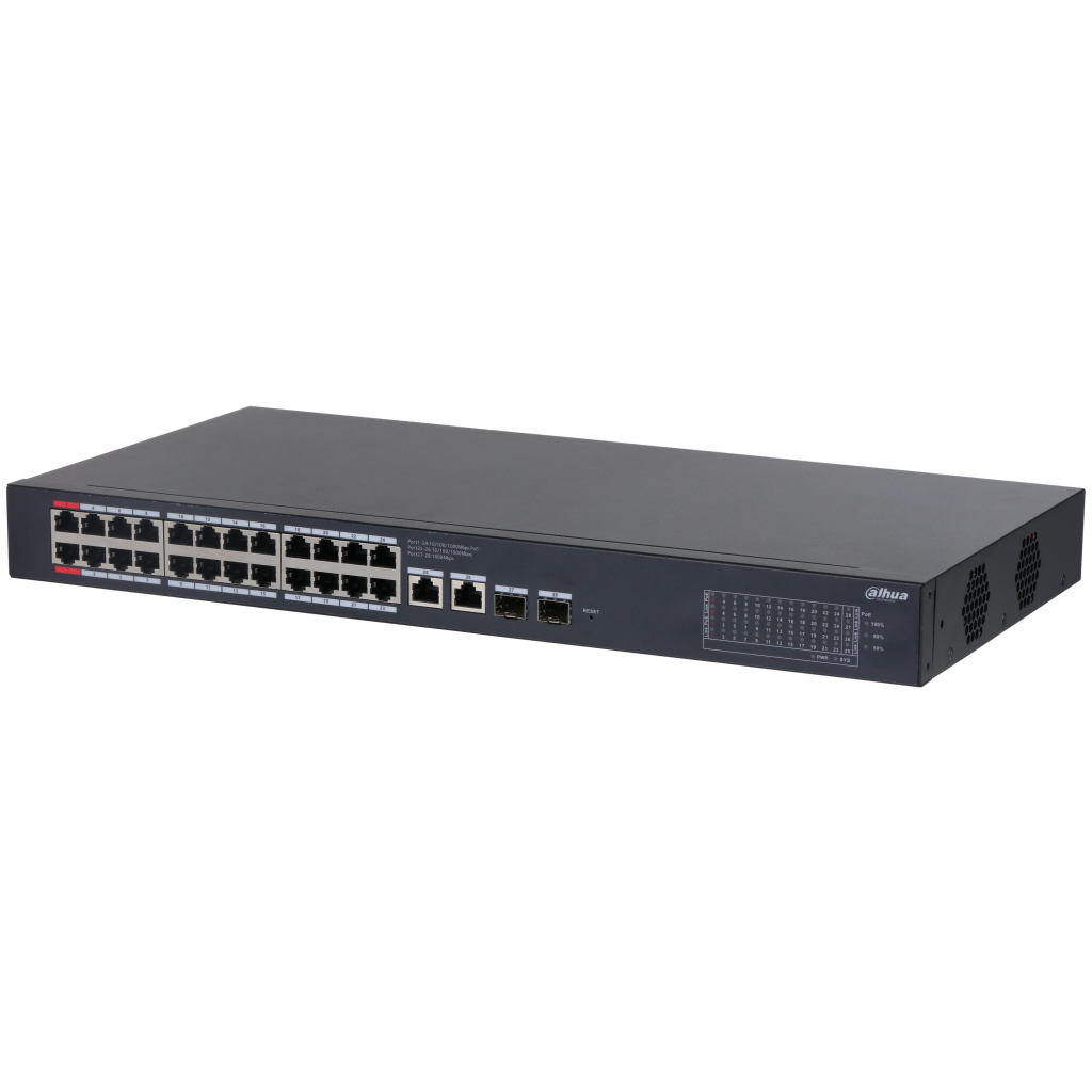 DAHUA CS4228-24GT-375, 24Port, Gigabit, PoE 375W, 2 Port Uplink, 2 Port SFP Gigabit Combo, Cloud Yönetilebilir, Switch - Dahua