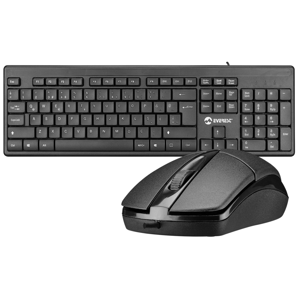 EVEREST KM-515, Siyah, Türkçe Q, USB Kablolu, Klavye Mouse Set - Everest