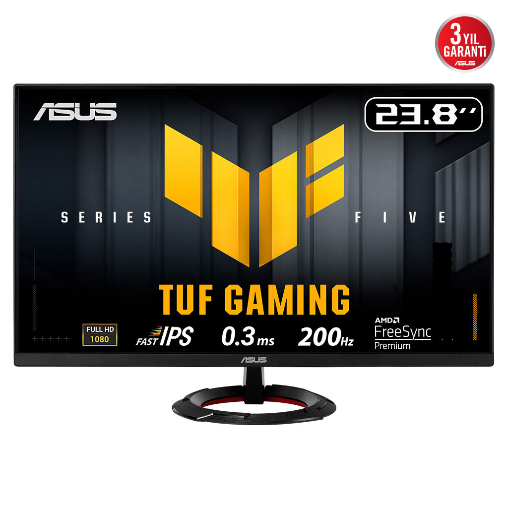 ASUS TUF GAMING VG249Q5R 23,8" 0.3ms, 200Hz, Full HD, DP, 2xHDMI, Hoparlör, Fast IPS LED, ELMB Sync Premium, GAMING Monitör - Asus