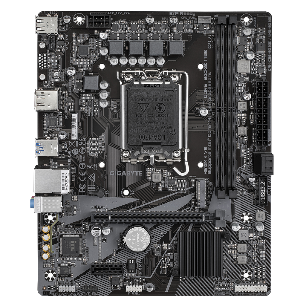 GIGABYTE H610M K V2, rev.1.0, 2xDDR5, M.2, DP, HDMI, 12-13.Nesil, LGA1700 Soket, Anakart - Gigabyte - görsel 2