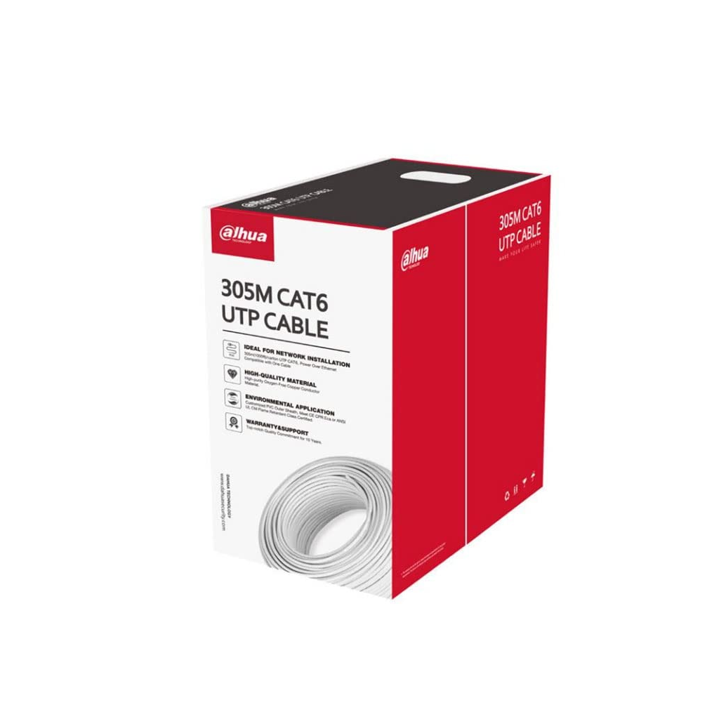 DAHUA DH-PFM923I-6UN-C, CAT6 305m, 24AWG 0.53mm, UTP, %100 Bakır, LSZH Halogen Free Kablo, Beyaz Renk