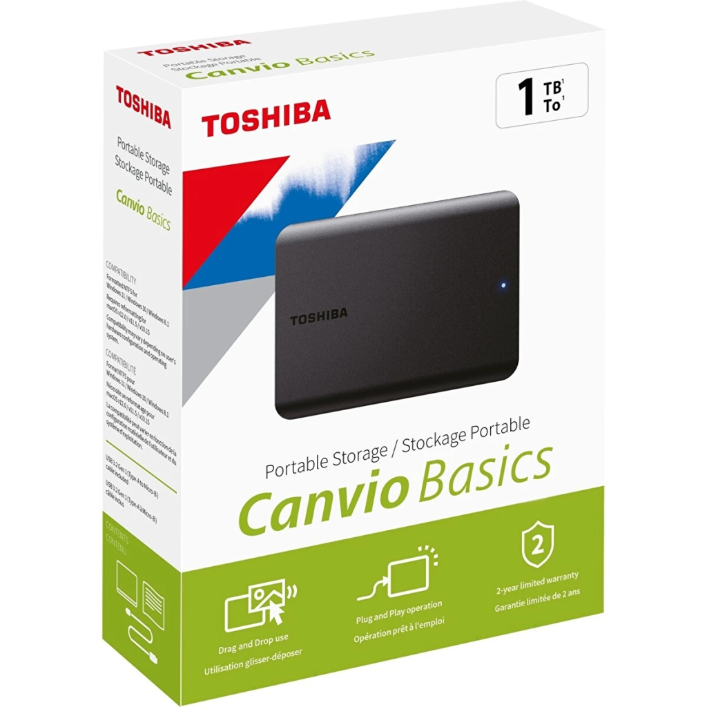 TOSHIBA HDTB510EK3AA Canvio Basic 2.5" 1TB 5,0 Gbit/sn USB 3.2 Gen1 Siyah Taşınabilir Harddisk - TOSHIBA - görsel 6