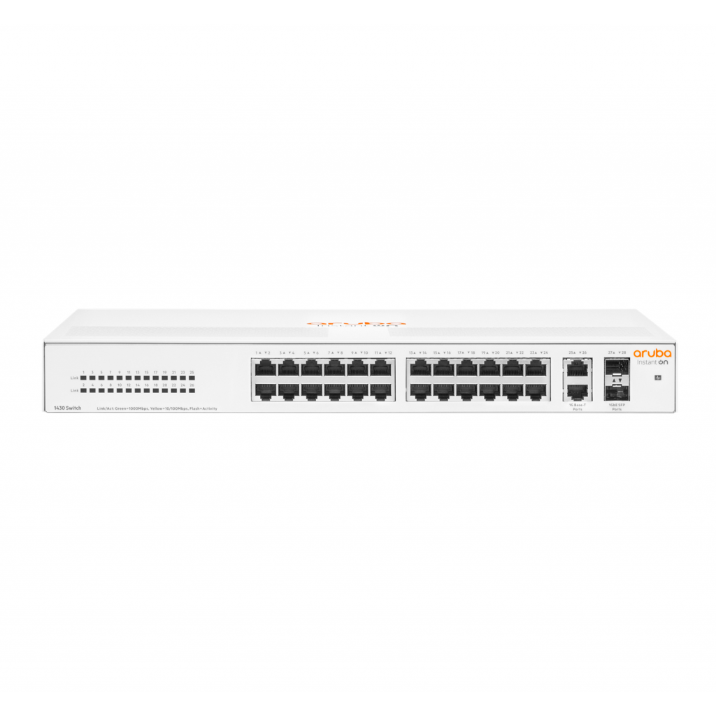 HP Aruba Instant On, R8R50A, 1430-24G, 24Port, GigaBit, 2 Port GigaBit SFP, Yönetilemez,Masaüstü Switch - Hp