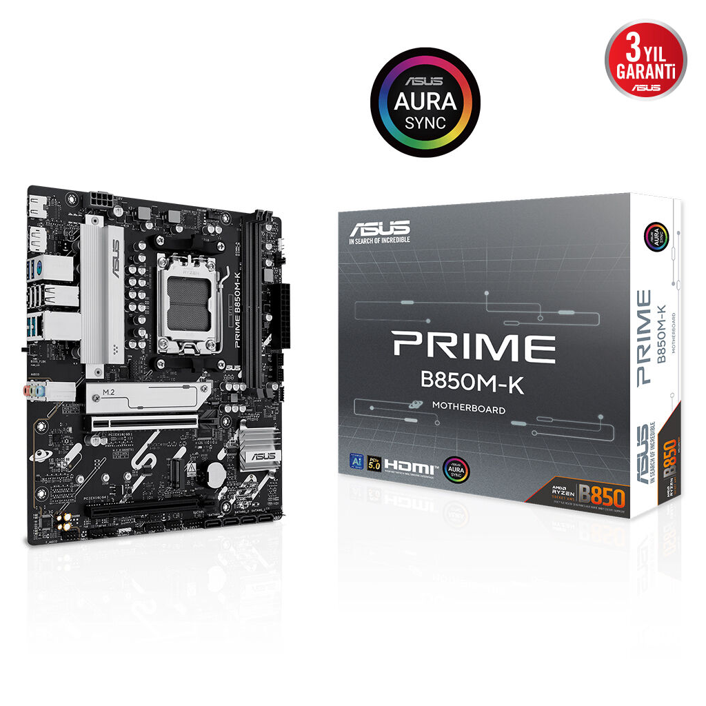 ASUS PRIME B850M-K B850M DDR5 (Vga Yok) GLan 2.5G mATX HD DP M2 AM5 AMD Anakart - ASUS - görsel 2