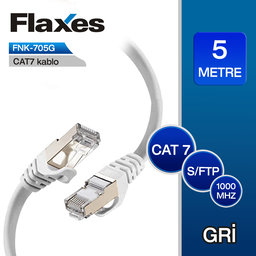 FLAXES FNK-705G CAT7 5M S/FTP PATCH KABLO GRI - FLAXES