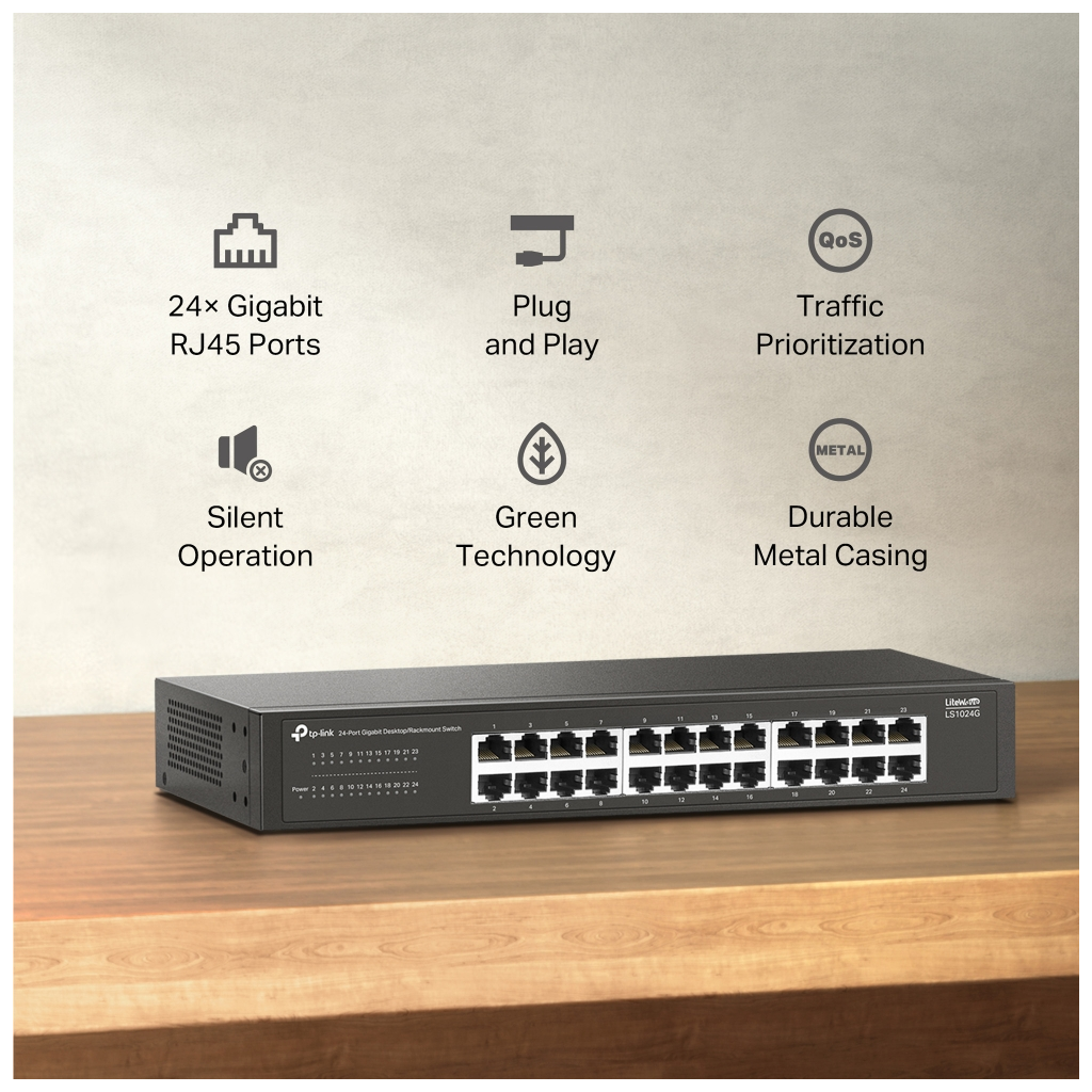TP-LINK LS1024G 24 Port Gbit Rackmount Yönetilemez Çelik Kasa Switch - TP-LINK - görsel 4