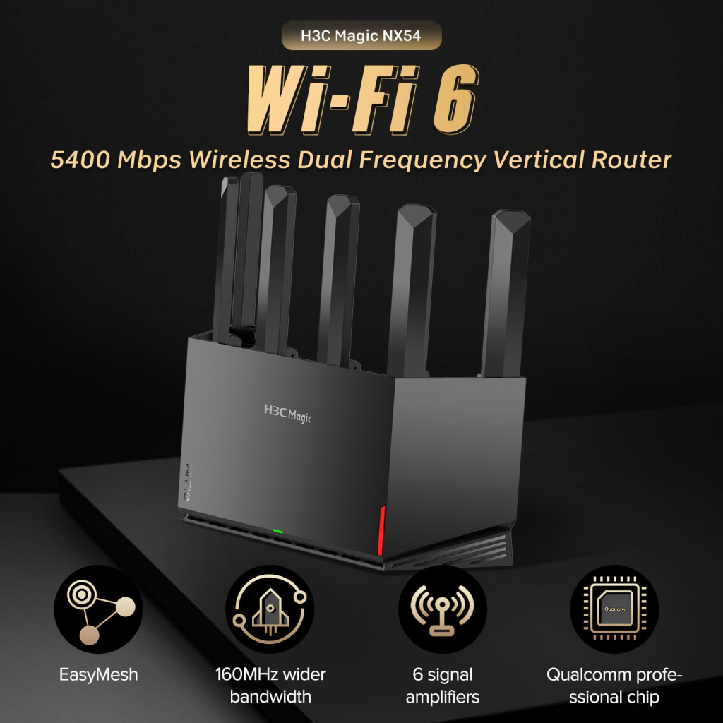 H3C Magic NX54, Dual Band, WiFi 6, 5400Mbps, 4Port GigaBit, 6ad Anten, Masaüstü, Router, Access Point - H3C - görsel 5