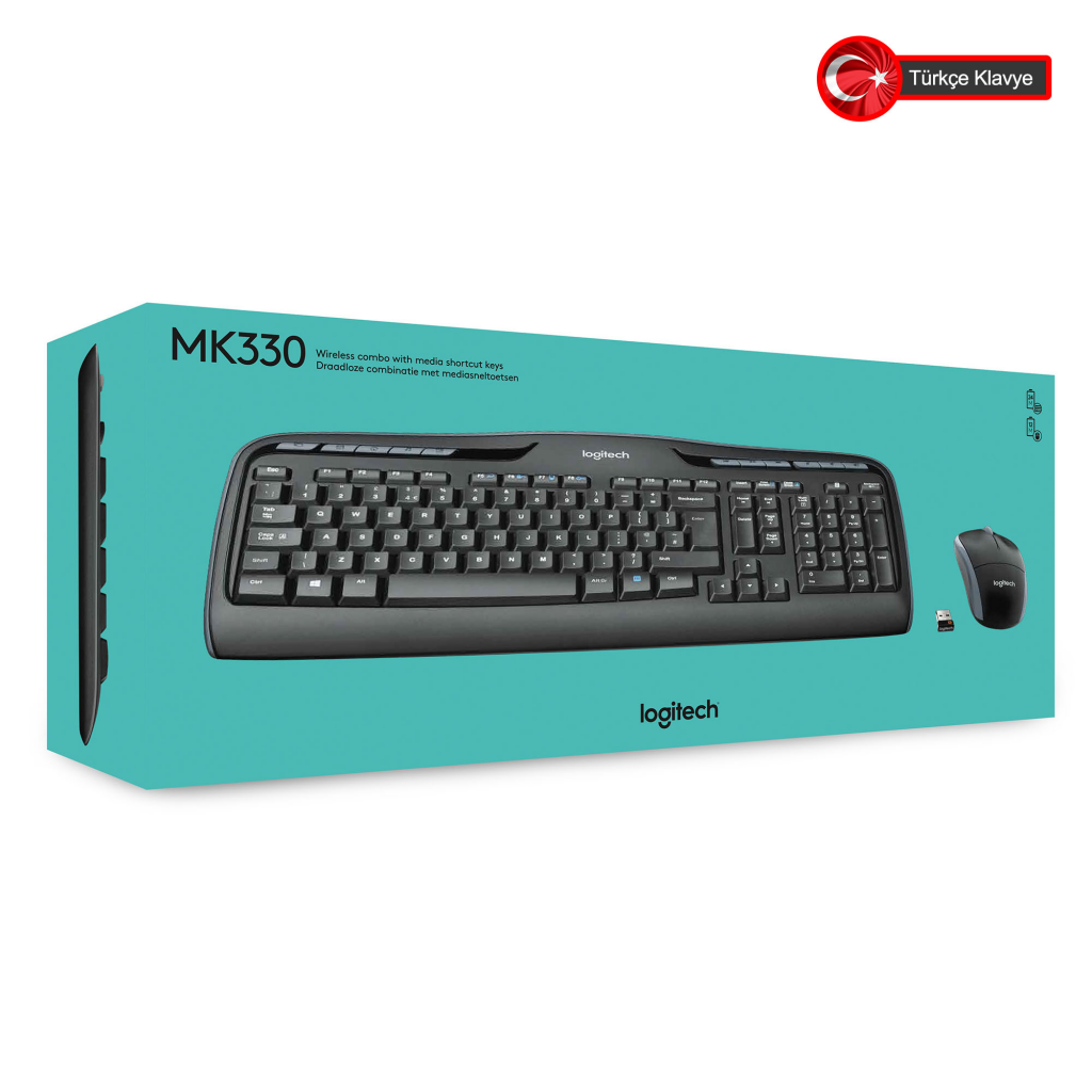 LOGITECH MK330 Q Türkçe Kablosuz Standart Siyah Klavye+ Mouse - LOGITECH - görsel 4
