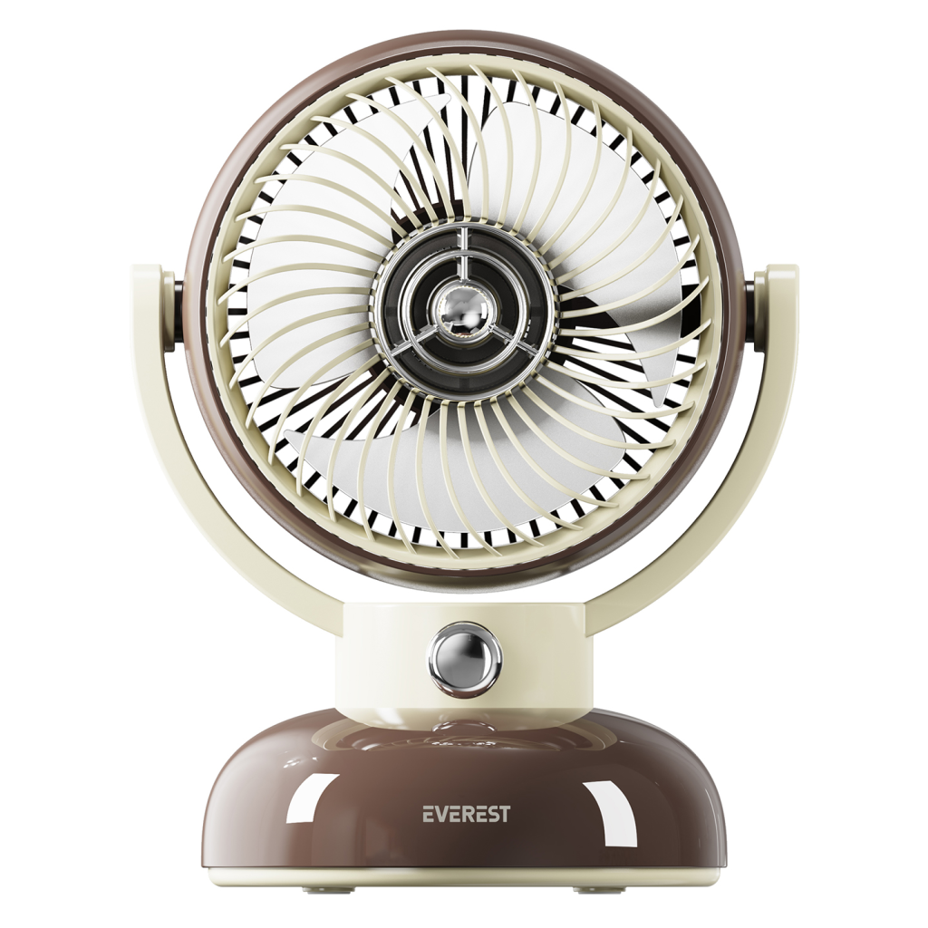 EVEREST EFN12, KAHVERENGİ, 3 Kademeli Hız, 4" Kanat, Masaüstü Kullanım, Taşınabilir, Dahili 1200mAh Bataryalı, USB Şarj Girişli, Vantilatör - Everest