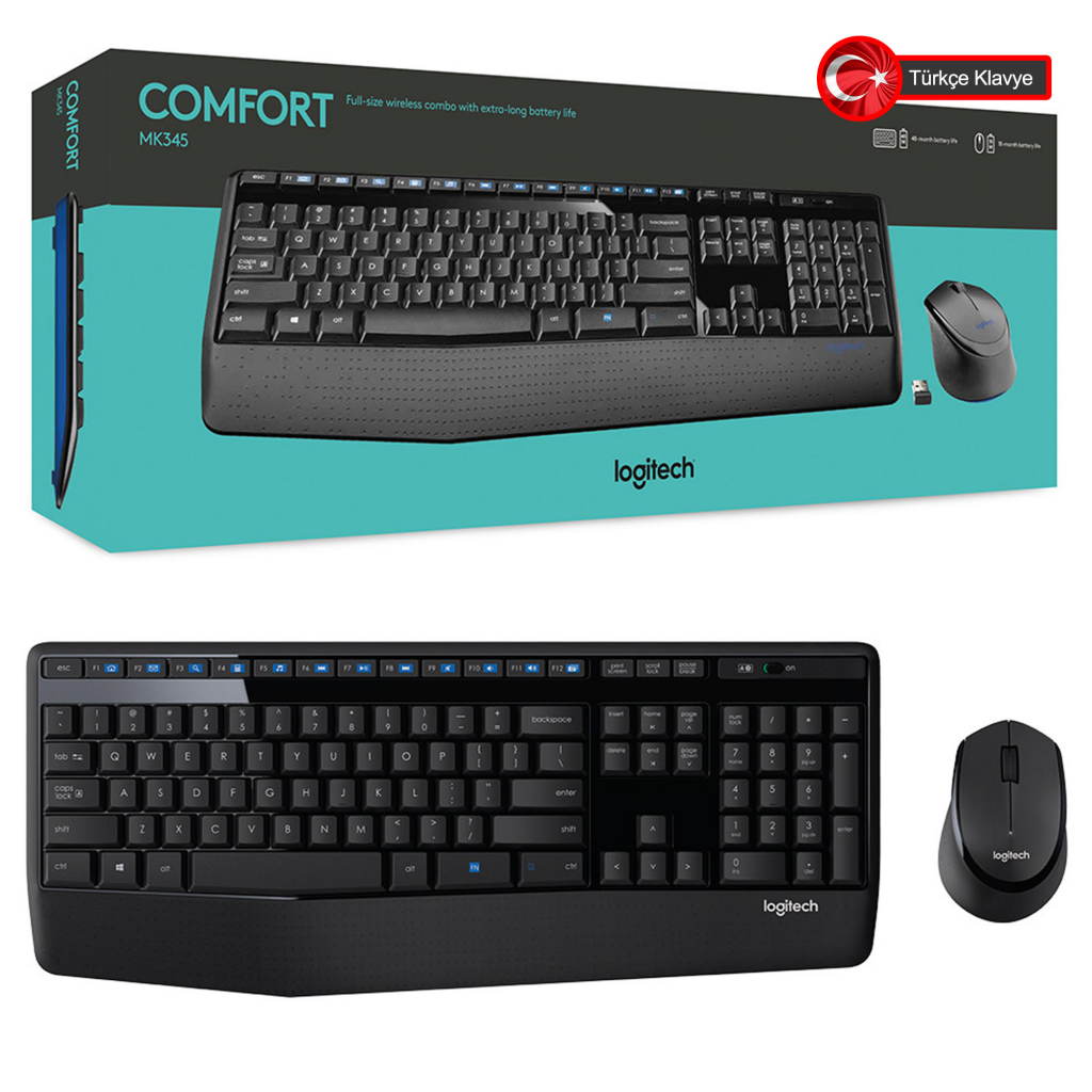 LOGITECH MK345 Q Türkçe Kablosuz Siyah Klavye+ Mouse - LOGITECH - görsel 6