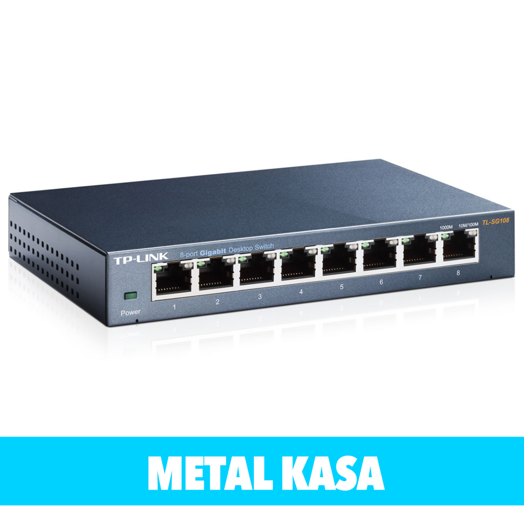TP-LINK TL-SG108, 8 Port, GigaBit, Yönetilemez, Metal Kasa, Masaüstü Switch - Tp-Link