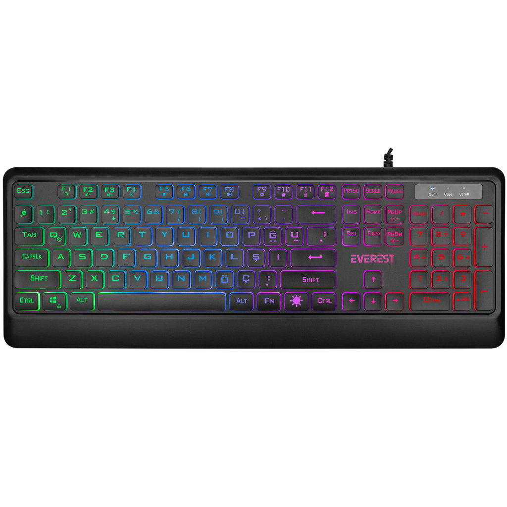 EVEREST KM-R59, FORZA, USB Kablolu, Türkçe Q, Rainbow Backlight, Memran Tuşlar, Gaming, Klavye Mouse Set - Everest - görsel 3