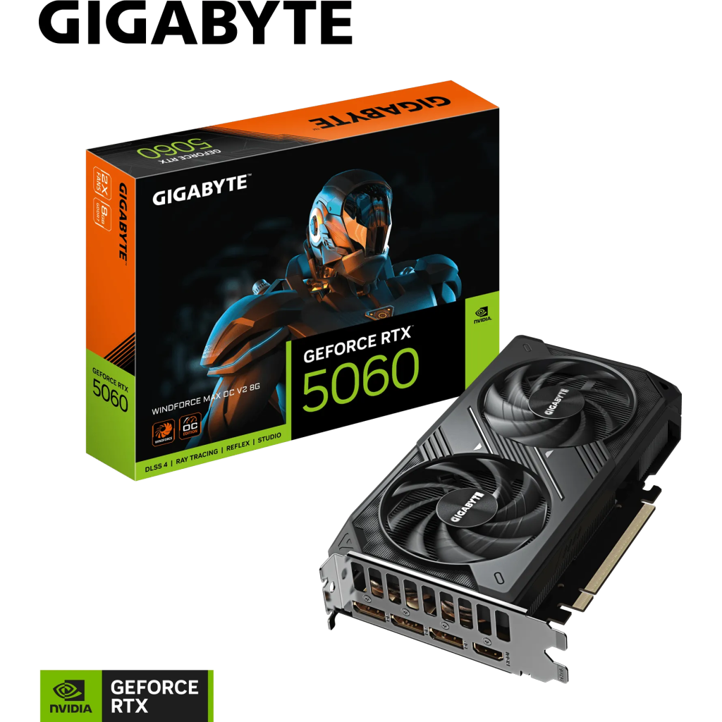 GIGABYTE GV-N5060WF2MAX OCV2-8GD, RTX5060, WINDFORCE MAX OCV2, 8Gb, GDDR7, 128BIT, 2 Fanlı, 1xHDMI, 3xDP, GAMING Ekran KARTI - Gigabyte